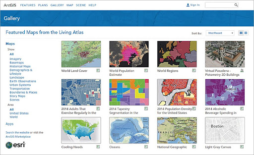 ESRI Living Atlas Geospatial Data Search Engine