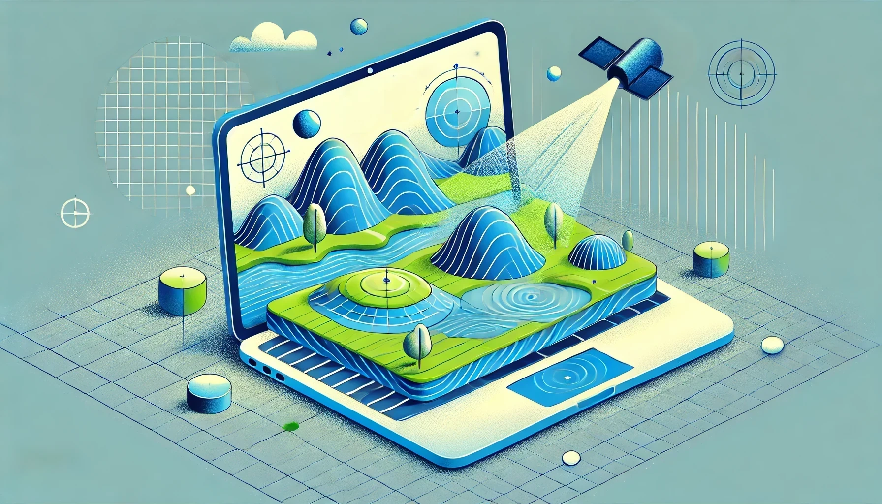 digital elevation map on a computer cartoon